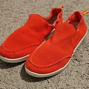 Vionic Beach Size 7 Canvas Slip On Orange Shoe Excellent Used Condition